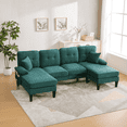 thumbnail image 1 of Villeston U-Shaped Sectional Sofa, 100" Corduroy Couch, 4 Seat Lounge Sleeper with Double Chaise for Living Room，Green, 1 of 7