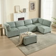 thumbnail image 1 of Villeston U-Shaped Sectional Sofa for Living Room, 4 Seat Sofa Couch with Double Chaise,Mint Green, 1 of 9