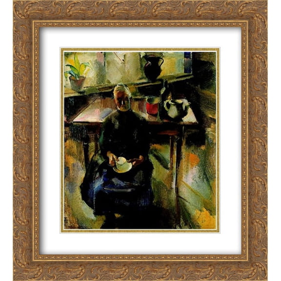 Vilmos Aba Novak 2x Matted 20x22 Gold Ornate Framed Art Print 'Kitchen (In the Kitchen, Room Interior)'
