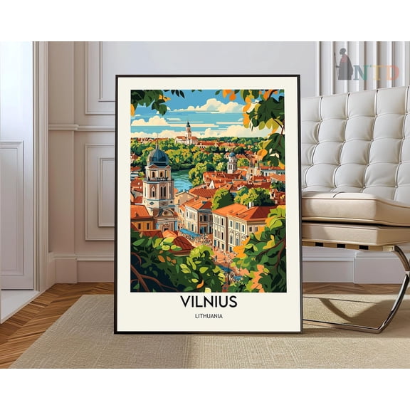 Vilnius Lithuania City Map Poster, Stretched Canvas 16x20in