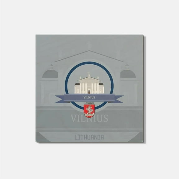 Vilnius Lithuania Coat Of Arms Travel 4'' X 4'' Square Wooden Coaster
