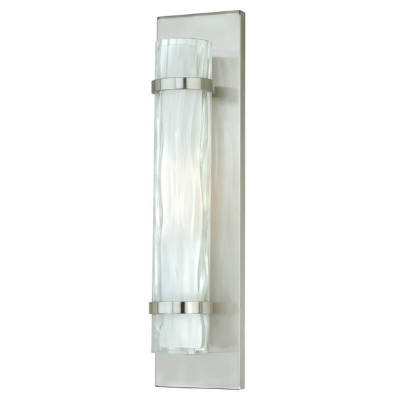 Vilo 1 Light Satin Nickel Cylinder Flush ADA Wall Sconce White Glass