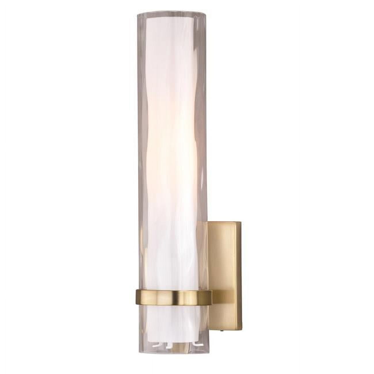 Sleek Modern Brass Vanity Wall Sconce with Frosted Glass Shade