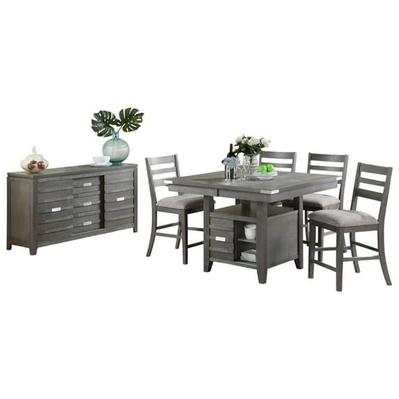 Vilo Home Palermo 5-Piece Pub Height Dining Set in Gray