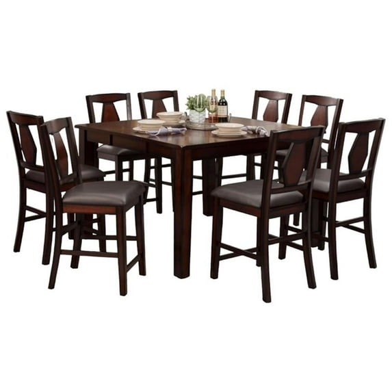 Vilo Home Tuscan Hills 9-Piece Engineered Wood Pub Dining Set in Tobacco