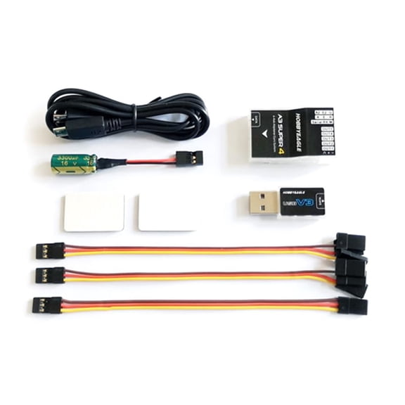 VilogaRC A3 Super4 Hobbyeagle Flight Controller 6-Axis Gyro Stabilizer Full Set with Program Card for Fixed Wing RC Airplane FPV Aircraft Models (A3 Super4 Standard Set)