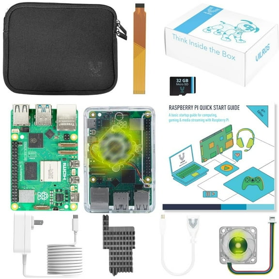 Vilros Raspberry Pi 5 GLOWCOOL Starter Kit 8GB RAM-Clear Case