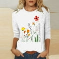 thumbnail image 1 of Viluyesy 3/4 Sleeves T-Shirt Women Round Neck Shirt Tops Fashionable Loose Blouse White Size S, 1 of 4