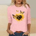 thumbnail image 1 of Viluyesy 3/4 Sleeves T-Shirt Women Round Neck Shirt Tops Fashionable Relaxed Loose Blouse Pink Size S, 1 of 5