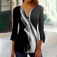 thumbnail image 1 of Viluyesy 3/4 Sleeves T-Shirt Women Round Neck Shirt Tops Fold Button Loose Blouse Multicolor Size 2XL, 1 of 5