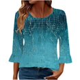 thumbnail image 1 of Viluyesy 3/4 Sleeves T-Shirt Women Round Neck Shirt Tops New Fold Loose Blouse Multicolor Size XL, 1 of 6
