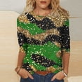 thumbnail image 1 of Viluyesy 3/4 Sleeves T-Shirt Women Round Neck Shirt Tops Retro Relaxed Loose Blouse Multicolor Size S, 1 of 5