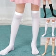 thumbnail image 1 of Viluyesy Big Girls Knee-High Socks Lightweight Cotton Stretchy Ribbed Cuff Socks Kids School Socks Black Size 3-12Years, 1 of 4