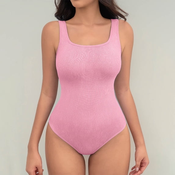 Viluyesy Bodysuit for Womens, Tight Fit Tummy Control Crew Neck Comfortable Support Butt Lifter Shapewear Hot Pink XL