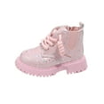 thumbnail image 1 of Viluyesy Boots for Girls Flat Bottom Round Head Keep Warm Non Slip Pull On Girls Fall and Winter Shoes Pink US 9, 1 of 6