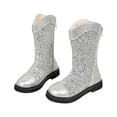 thumbnail image 1 of Viluyesy Boots for Kid Girls Knee Length Arch Support Flat Bottom Thick Bottom Keep Warm Girls Fall and Winter Shoes Silver US 11.5, 1 of 6