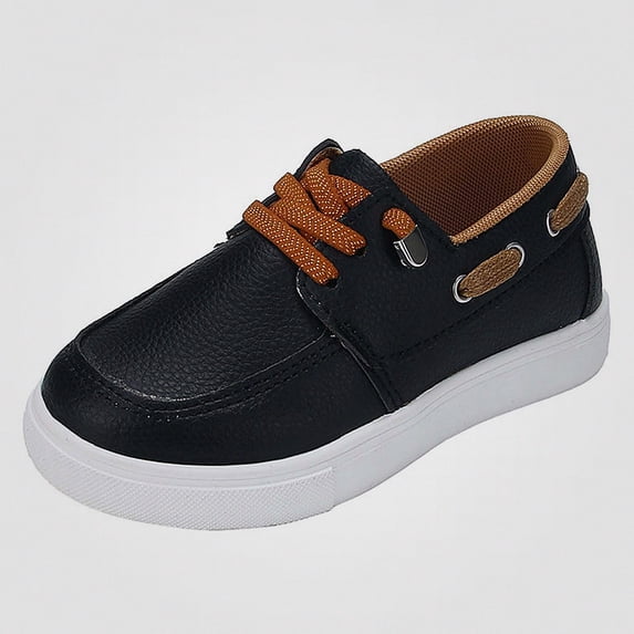 Viluyesy Boys Boat Shoes Kids Elastic Lace Up Casual Slip On Sneakers Black Size 9.5 Little Kids