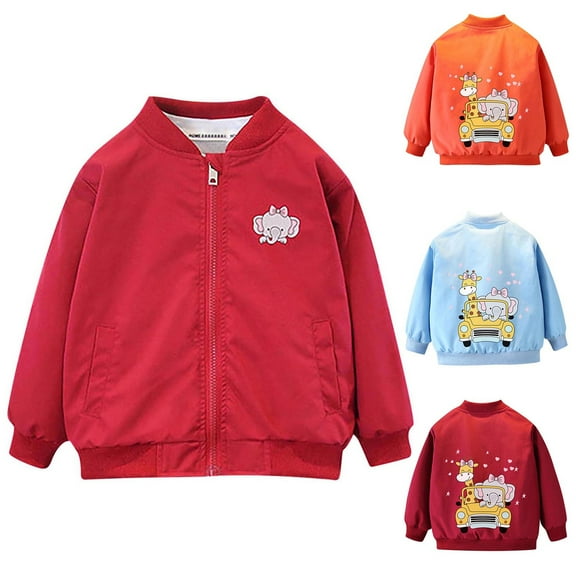 Viluyesy Boys Bomber Jacket 10-12T, Long Sleeve with Pockets Zip-Up Casual Windbreaker Coat Red(1-11T)