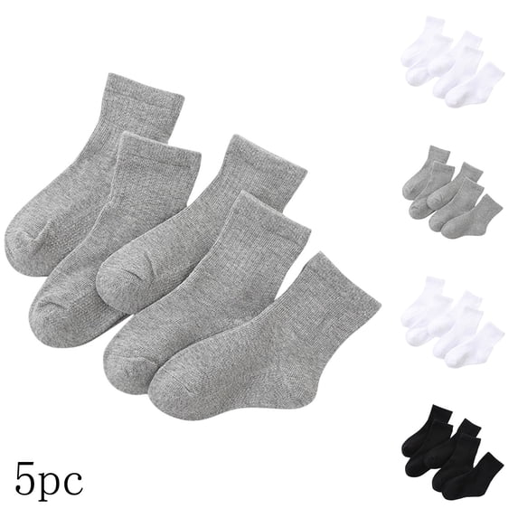 Viluyesy Boys Cotton Socks, 5-Pack, Breathable Mesh Soft Socks Moisture-Wicking for School & Sports White Size 9