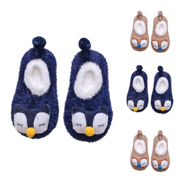 Viluyesy Boys Cute Print Closed-Heel Floor Socks Fleece Lined Winter Warm Non-Slip Baby Socks Soft Indoor Socks Khaki Size 9-12M