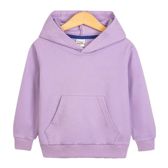 Viluyesy Boys Girls Hoodie, Long Sleeve Solid Color Pullover Casual Active Sweatshirt Purple 3T