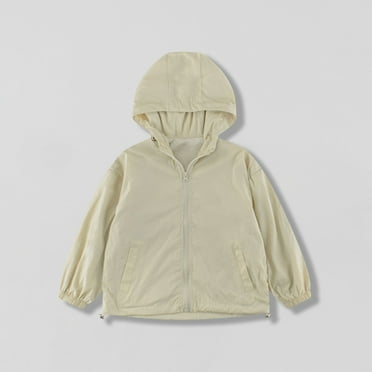 Viluyesy Boys Girls Jackets, Lightweight Hooded with Pockets Long Sleeve Windbreaker Outwear Khaki 5T