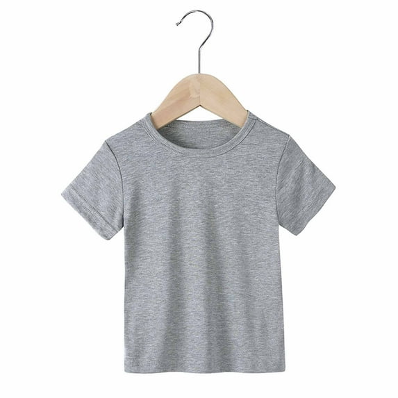Viluyesy Boys Girls T-Shirt, Solid Color Short Sleeve Crew Neck Summer Causal Loose Basic Tee Gray 6Months