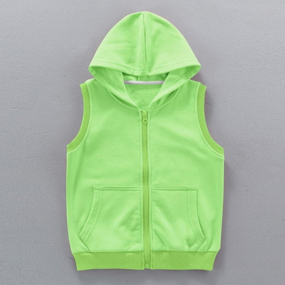 Viluyesy Boys Girls Vest Jacket 4-5T, Sleeveless Zipper Cotton with Pockets Casual Hooded Outwear Green(3-12T)