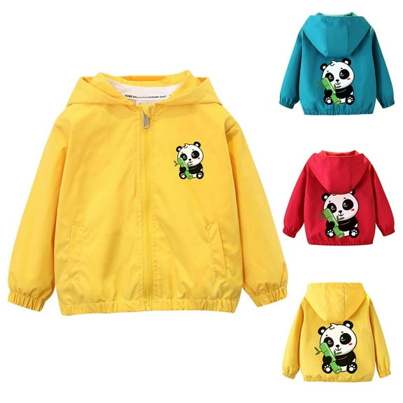 Viluyesy Boys Hooded Jacket 7 T, Fashion Graphic Zipper Lightweight with Pockets Windbreaker Coat Yellow(1-11T)