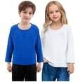 thumbnail image 1 of Viluyesy Boys Long Sleeve T-Shirt 2-Pack, Loose Crew Neck Cotton Soft Casual Pullover Undershirt Blue 1T, 1 of 6
