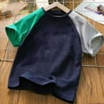 thumbnail image 1 of Viluyesy Boys Raglan T-Shirt, Crew Neck Short Sleeve Color Block Summer Fashion Casual Tee Dark Blue 7T, 1 of 3