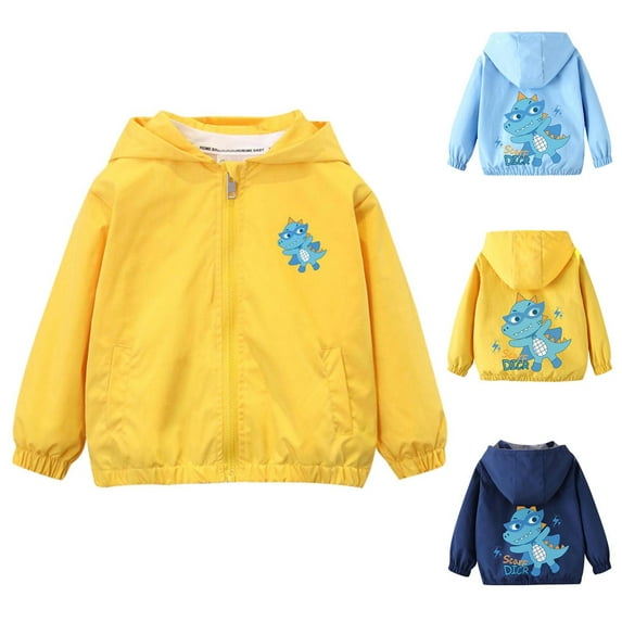 Viluyesy Boys Windbreaker Jackets 6-7T, Zipper Lightweight Fashion Graphic Long Sleeve Waterproof Hooded Coat Yellow(1-11T)