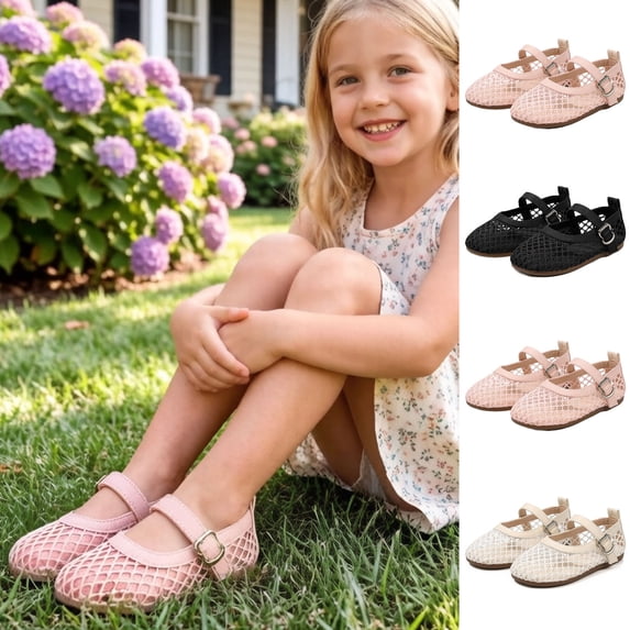 Viluyesy Breathable Lightweight Leather Sandals for Girls – Perforated Summer Footwear with Soft Sole, Mesh Upper, and Comfort-Focused Design Pink Size 5-5.5Years