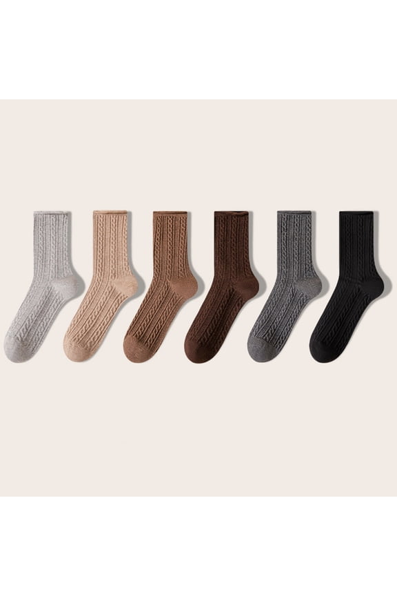 Crew Socks for Womens 6 Pairs, Stretch Comfort Cotton Breathable Casual Mid-Cut Basic Socks Gray