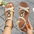 thumbnail image 1 of Viluyesy Flat Sandals for Womens, Elastic Ankle Strap Wide Width Open Toe Summer Slingback Beach Casual Shoes White US6.5, 1 of 9