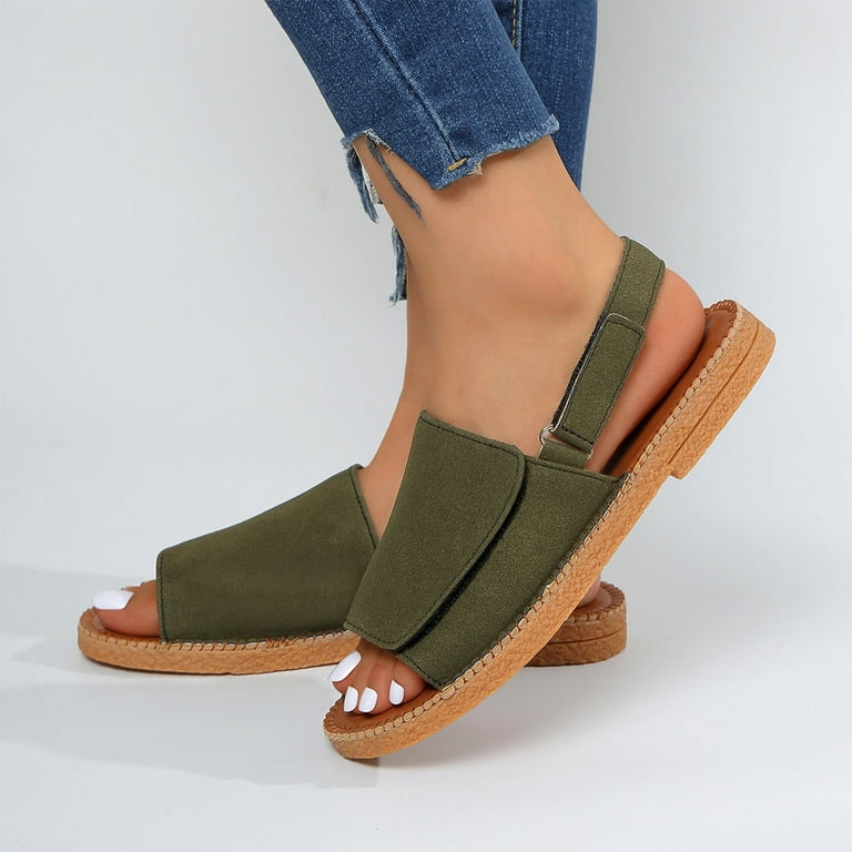 Viluyesy Flat Sandals for Womens, Slingback Peep Toe Ankle Strap