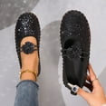 thumbnail image 1 of Viluyesy Flats for Womens, Fashion Sequin Soft Sole Floral Single Band 2025 Casual Dress Loafers Shoes Black, 1 of 9