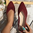 thumbnail image 1 of Viluyesy Flats for Womens, Pointed Toe Knit Breathable Comfortable Soft Sole Spring Summer Casual Walking Shoes Wine 6.5, 1 of 7