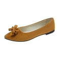 thumbnail image 1 of Viluyesy Flats for Womens, Shallow Pointed Toe Suede Bow Spring Summer Ballet Shoes Brown, 1 of 2