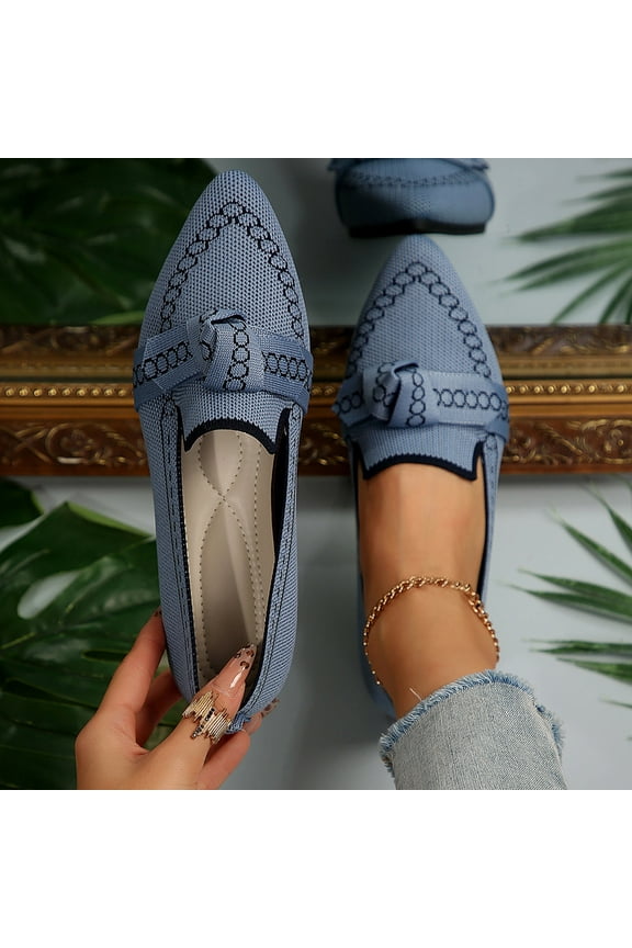 Flats for Womens, Wide Width Pointed Toe Shallow Comfort Elegant Casual Office Ballet Shoes Blue