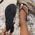 thumbnail image 1 of Viluyesy Flip Flops Sandals for Womens, Slip-On Flat Heels Faux Leather 2026 Fashion Slides Slippers Black, 1 of 9