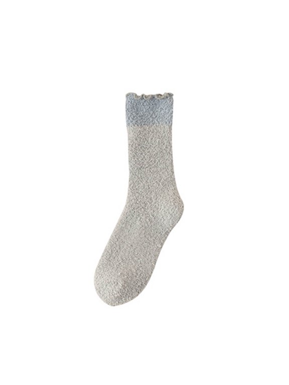 Fuzzy Slipper Socks for Womens, Thicken Warm Crew Mid-Cut Super Comfy Wool Home Sleeping Socks Gray