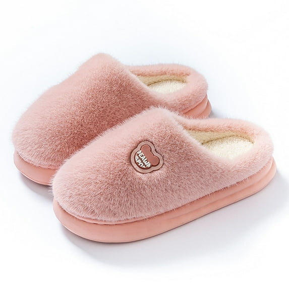 Viluyesy Fuzzy Slippers for Womens, Memory Foam Plush Lining Slip-On Winter Cozy Warm Indoor Shoes Red
