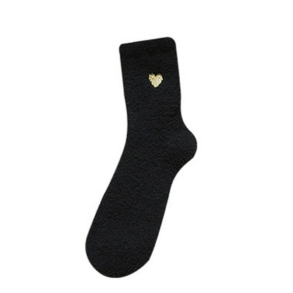 Viluyesy Fuzzy Socks for Womens, Mid-Cut Thicken Warm Super Comfy Casual Plush Home Sleeping Socks Black
