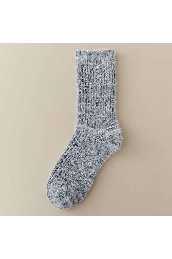 Fuzzy Socks for Womens, Super Comfy Thicken Warm Crew Mid-Cut Wool Home Slipper Socks Dark Gray