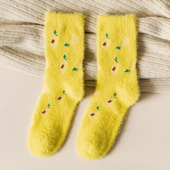 Viluyesy Fuzzy Socks for Womens, Super Soft Thicken Home Sleeping Socks Winter Plush Slipper Socks Yellow