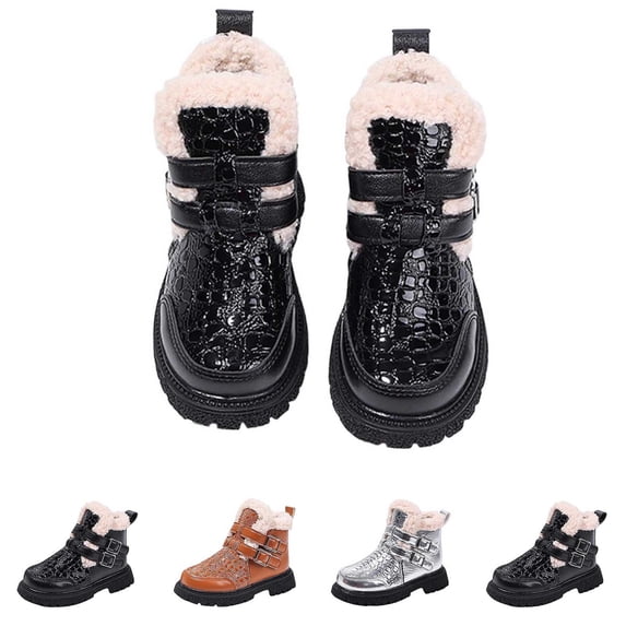 Viluyesy Girls Ankle Boots Fleece Lined Comfortable Thick Soled Boots Fall Winter Warm Shoes Kids Snow Boots Brown Size 9.5