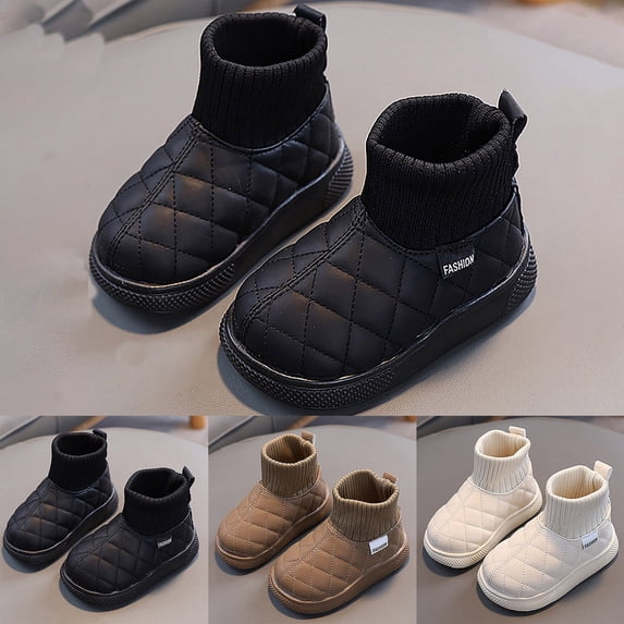 Viluyesy Girls Ankle Boots Fleece Lined Winter Warm Comfortable Shoes Kids Snow Boots Black Size 6.5 Toddler