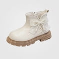 thumbnail image 1 of Viluyesy Girls Ankle Boots Lace Pearl Bow Detail Side Zip Platform Lug Sole Dressy Fashion Shoes for Kids Beige Size 2 Big Kids, 1 of 5