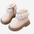 thumbnail image 1 of Viluyesy Girls Ankle Boots Lace Ruffle Trim Side Zipper Warm Winter Fashion Walking Shoes Beige Size 8 Toddler, 1 of 8